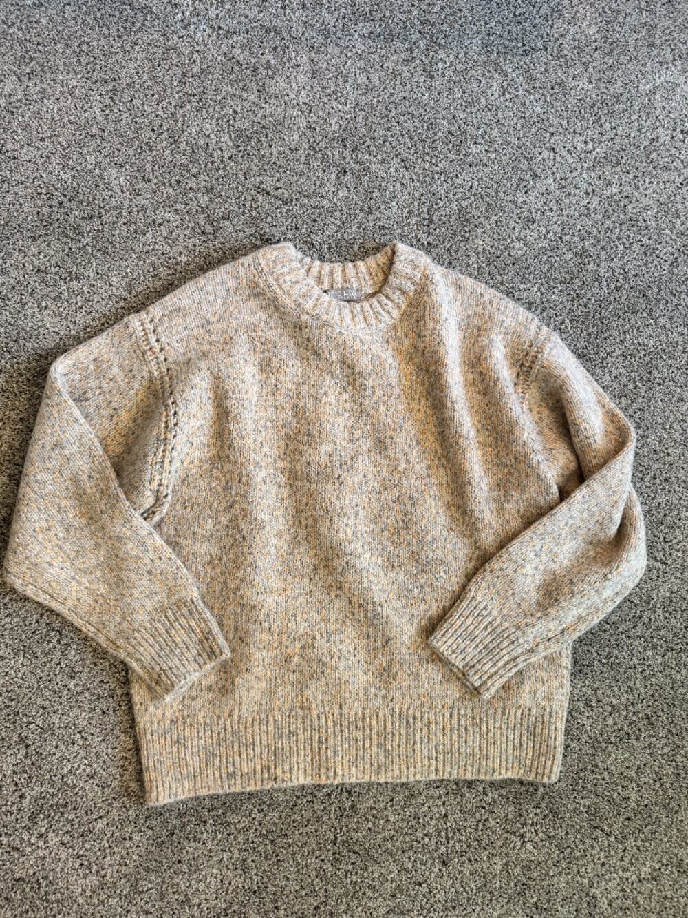 J.Crew Oversized Chunky Wool Alpaca Blend Sweater Oatmeal Flecked Size M